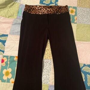 Black Pants with Leopard Print Waistband